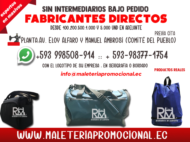 FABRICA DE MOCHILAS,LONCHERAS,Y MALETAS EN ECUADOR