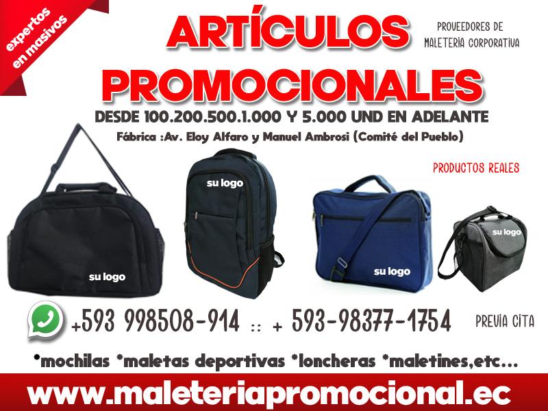 Fabricantes directos de mochilas, maletas y loncheras para empresas en Quito, Ibarra, Cuenca