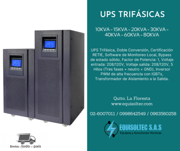 UPS TRIFASICO 10 KVA, UPS TRIFASICO 15 KVA, UPS TRIFASICO 20 KVA, UPS TRIFASICO 30 KVA, UPS TRIFASICO 40 KVA, UPS TRIFASICO 60 KVA, UPS TRIFASICO 80 KVA