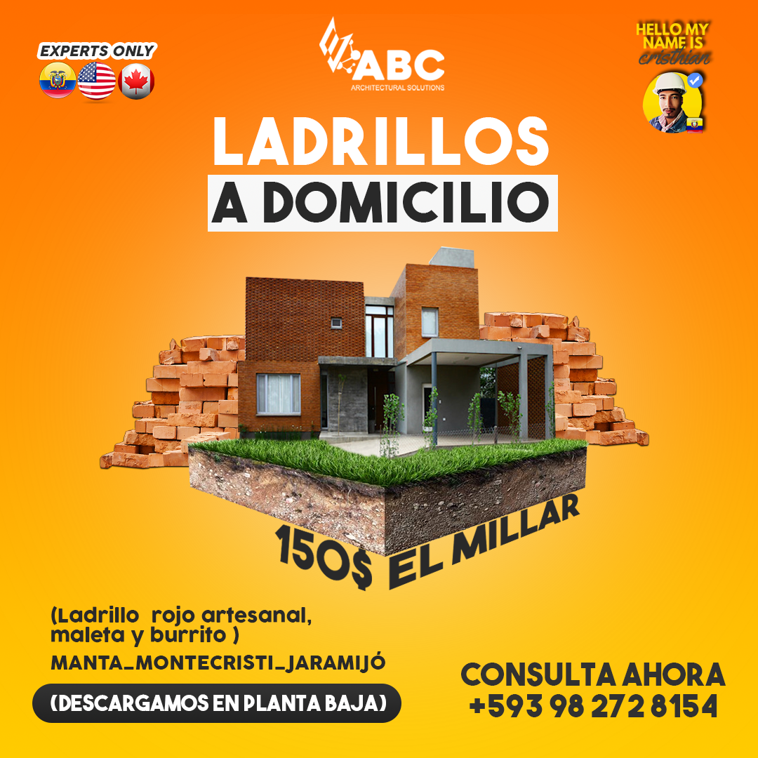 VENTA DE LADRILLOS A DOMICILIO EN MANTA , MONTECRISTI, JARAMIJÓ, PUERTO CAYO, PUERTO LOPEZ, SALANGO, AYAMPE