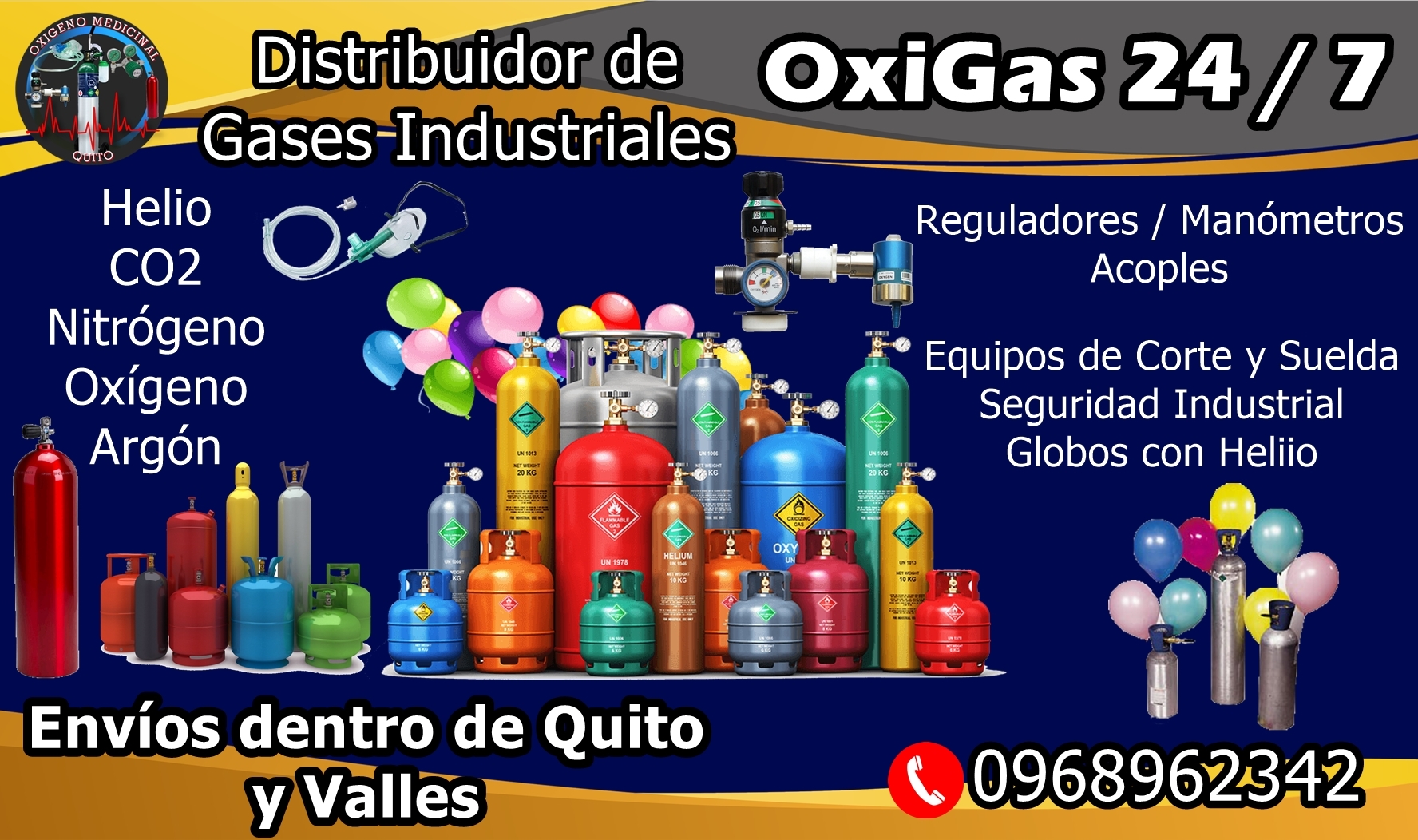 Oxigeno Medicinal Industrial Quito Gases Industriales Globos de Helio