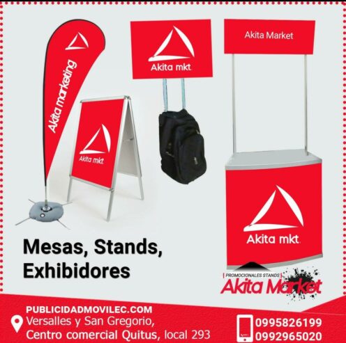 Mesas, exhibidores, stand, backing alquiler y venta Quito