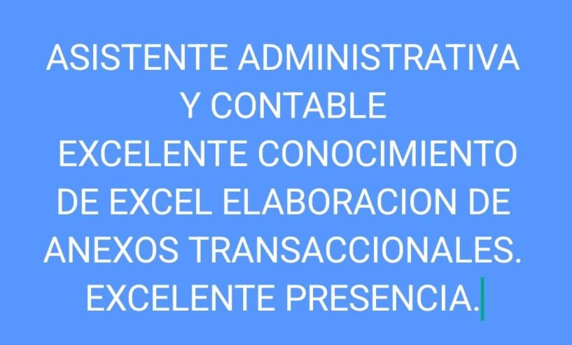 ASISTENTE CONTABLE EXCELETE PRESENCIA