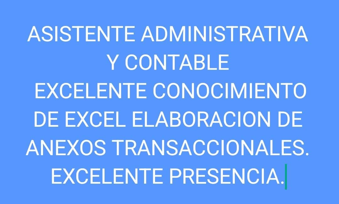 ASISTENTE CONTABLE EXCELETE PRESENCIA