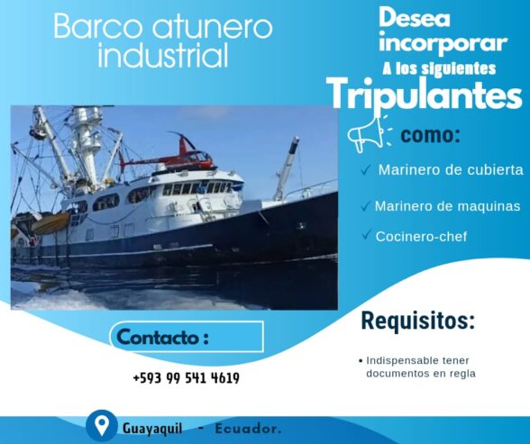 tripulantes para barco atunero industrial